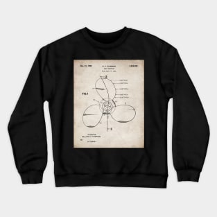 Boat Propeller Patent - Sailor Lake House Decor Art - Antique Crewneck Sweatshirt